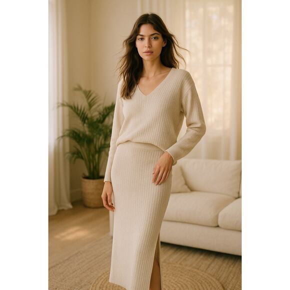 Reformation Dresses & Skirts - Reformation Ribbed Knit Maxi Skirt Beige Medium